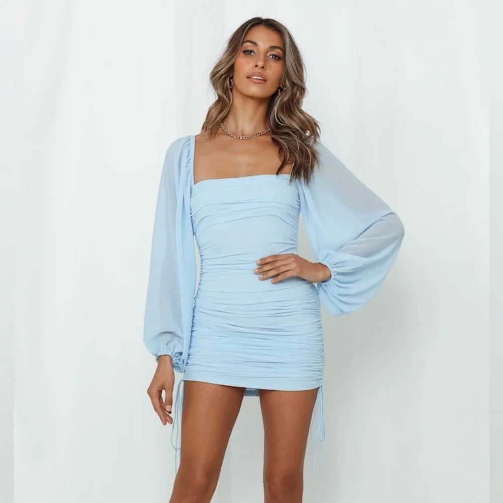 Hello Molly Tangy Bellini Mini Dress in Baby Blue Size: US 8/ Large - Picture 4 of 10